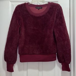 Fuzzy crew neck sweater